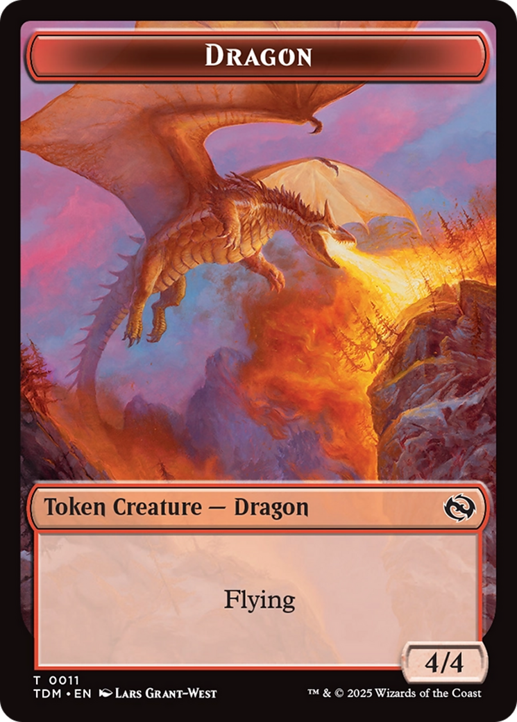 Dragon (0011) // Warrior Double-Sided Token [Tarkir: Dragonstorm Tokens] | Exor Games Summserside