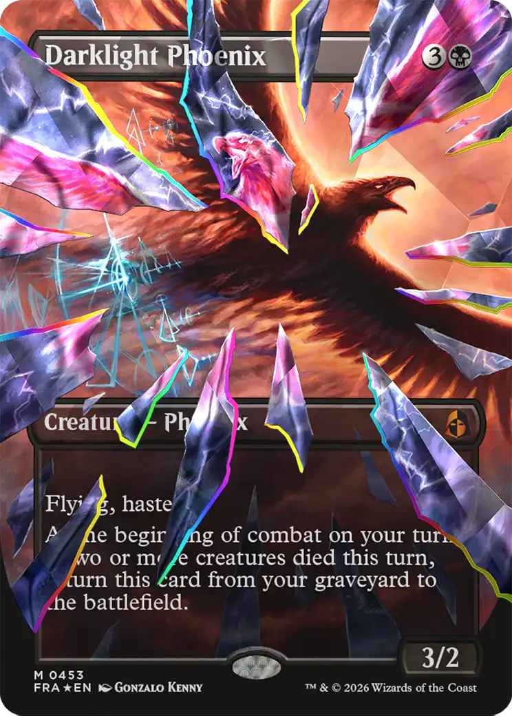 Darklight Phoenix (Borderless) (Facet Foil) (0453) [Reality Fracture] | Exor Games Summserside