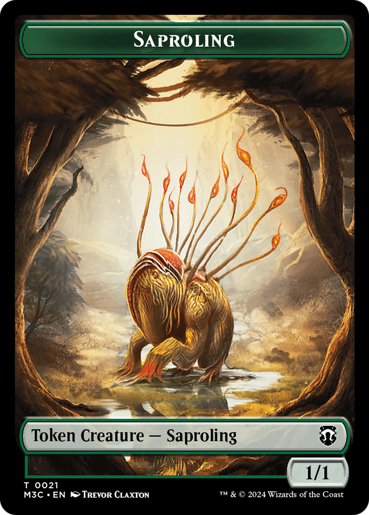 Tarmogoyf (Ripple Foil) // Saproling Double-Sided Token [Modern Horizons 3 Commander Tokens] | Exor Games Summserside