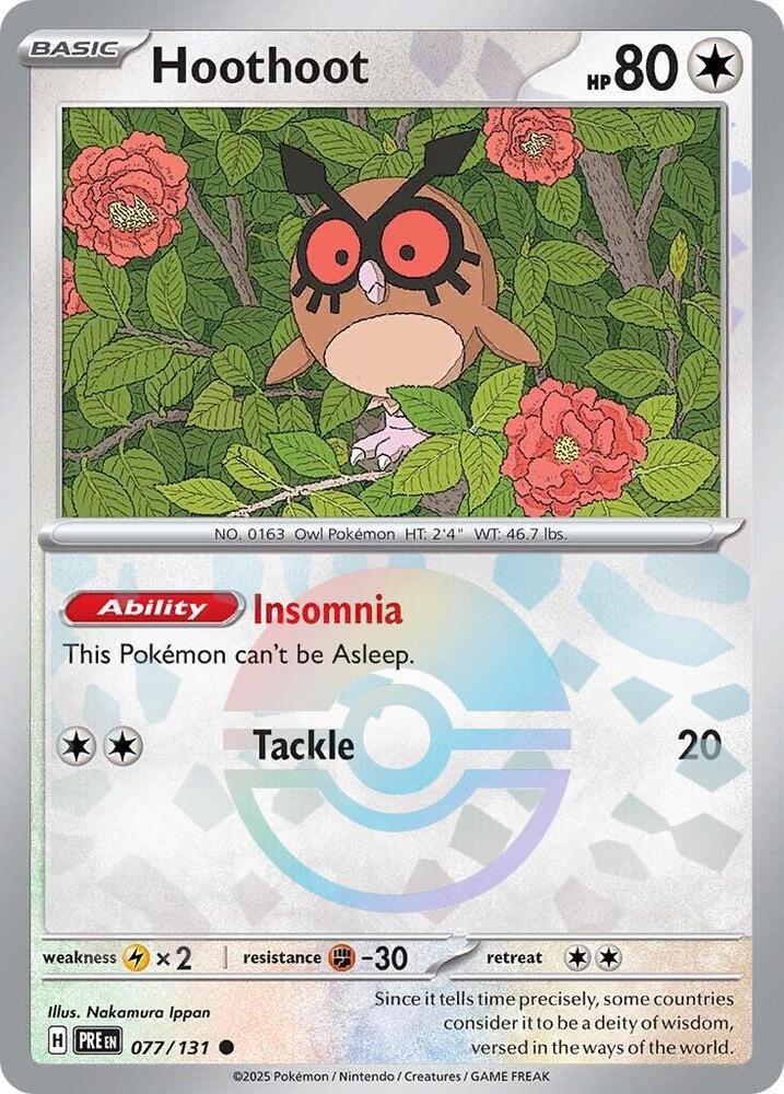 Hoothoot (077/131) (Poke Ball Pattern) [Scarlet & Violet: Prismatic Evolutions] | Exor Games Summserside