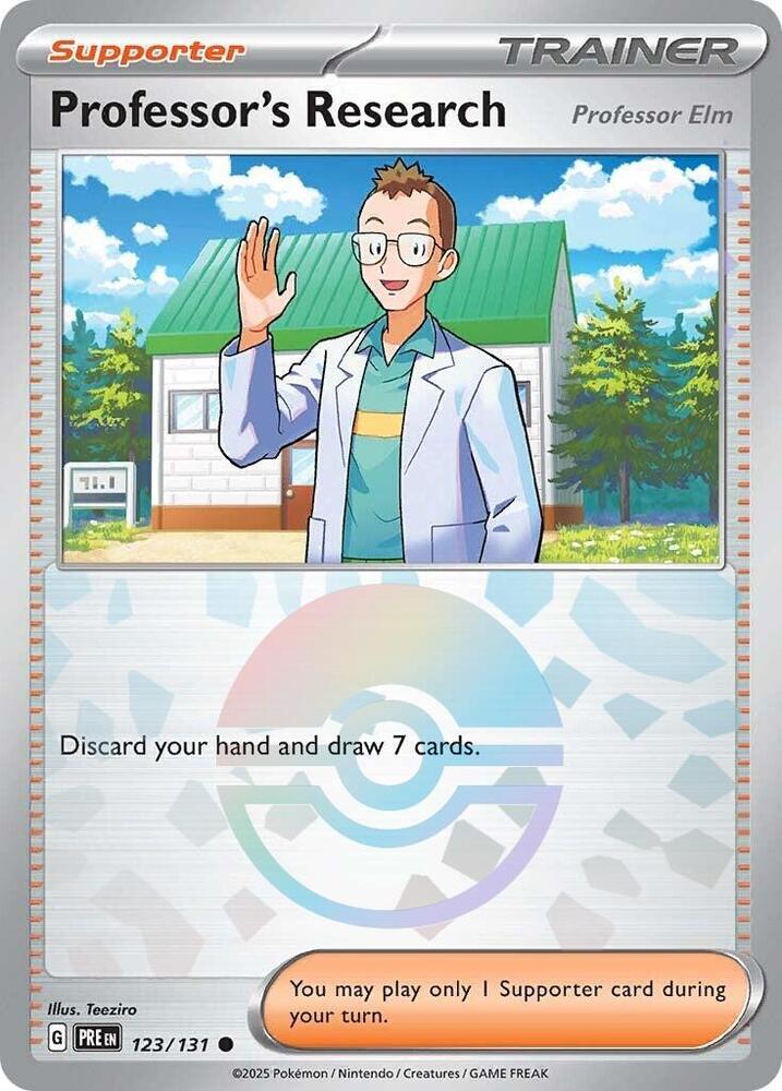 Professor's Research (123/131) [Professor Elm] (Poke Ball Pattern) [Scarlet & Violet: Prismatic Evolutions] | Exor Games Summserside