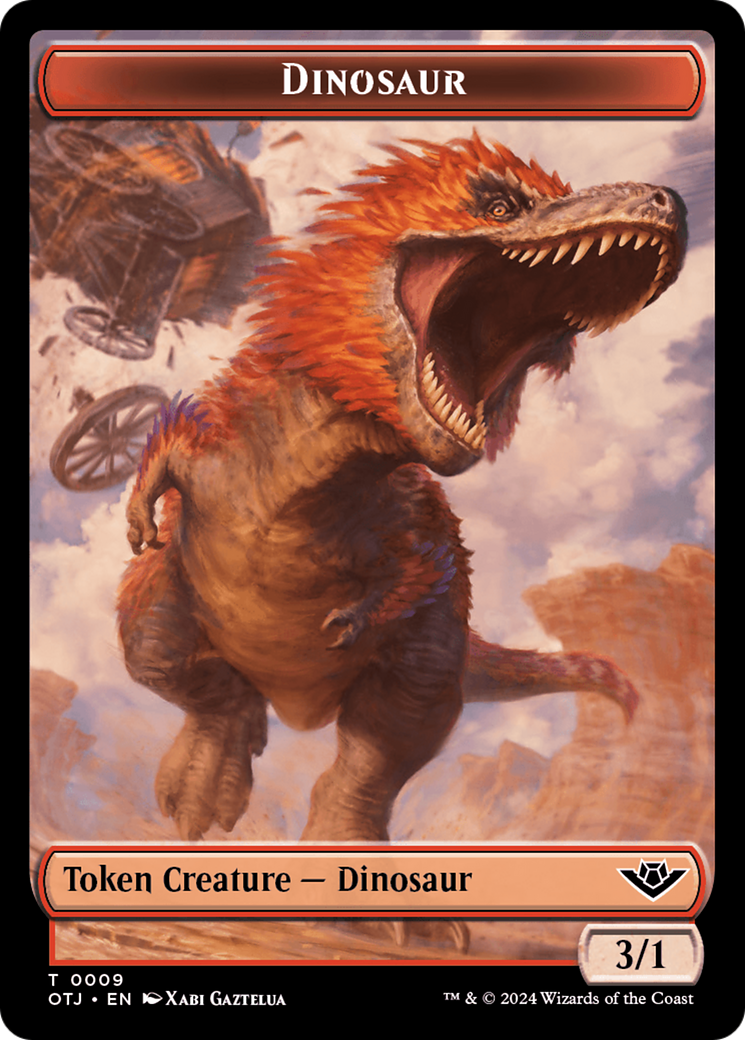 Treasure // Dinosaur Double-Sided Token [Outlaws of Thunder Junction Tokens] | Exor Games Summserside