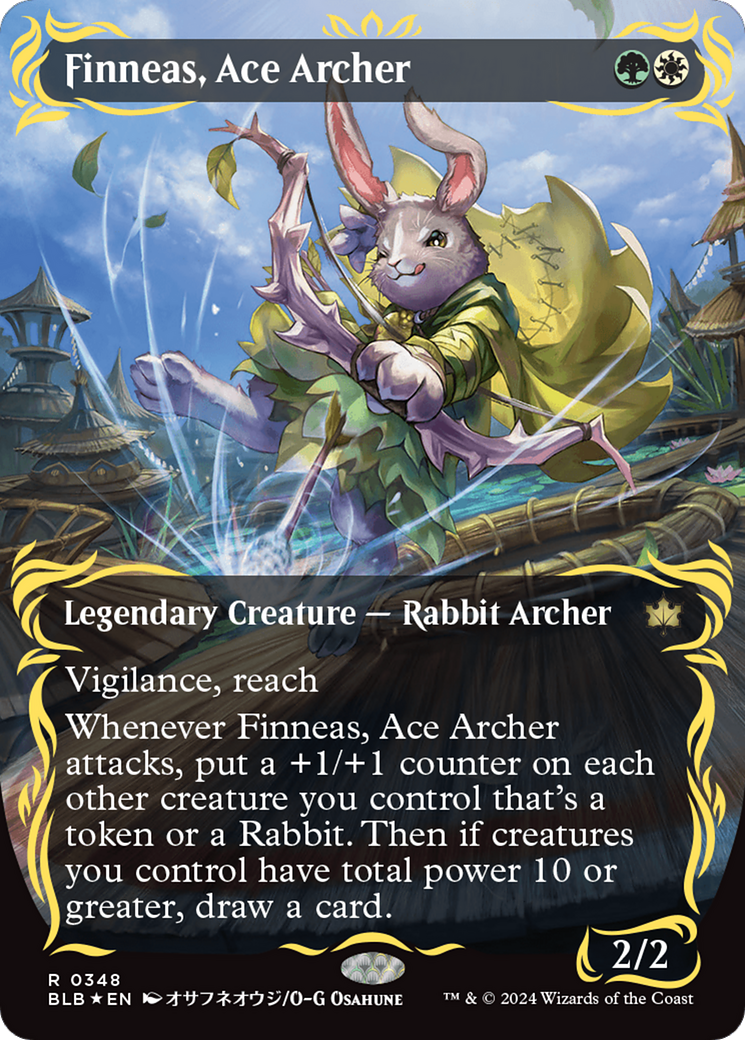 Finneas, Ace Archer (Borderless) (Raised Foil) [Bloomburrow] | Exor Games Summserside