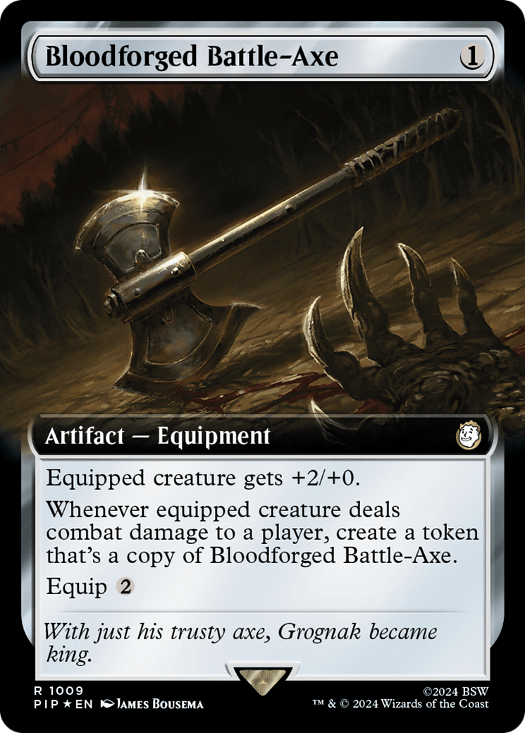 Bloodforged Battle-Axe (Extended Art) (Surge Foil) [Fallout] | Exor Games Summserside