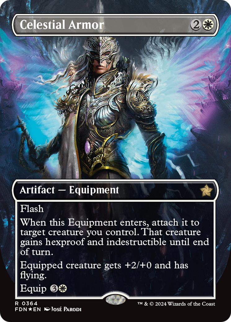 Celestial Armor (Borderless) (Mana Foil) [Foundations] | Exor Games Summserside