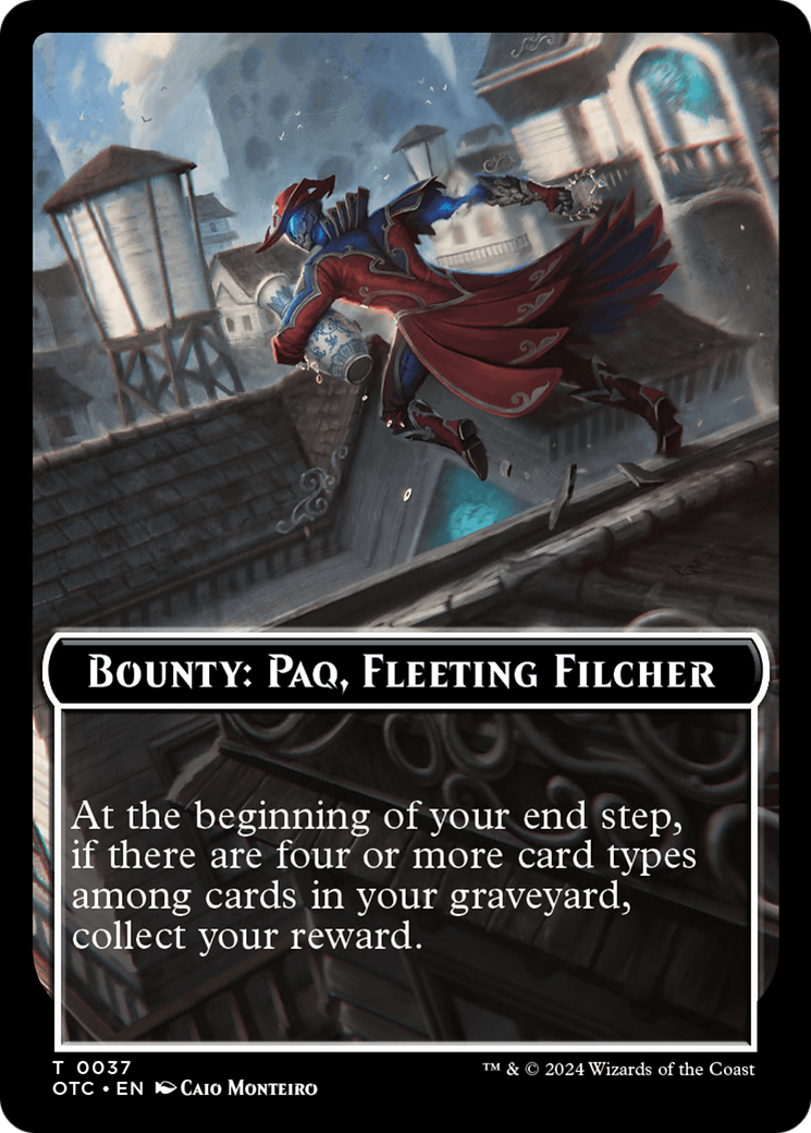 Bounty: Paq, Fleeting Filcher // Bounty Rules Double-Sided Token [Outlaws of Thunder Junction Commander Tokens] | Exor Games Summserside