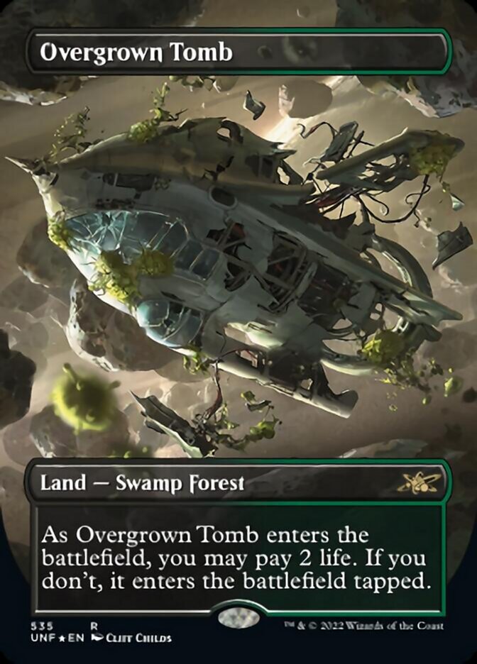 Overgrown Tomb (Borderless) (Galaxy Foil) [Unfinity] | Exor Games Summserside