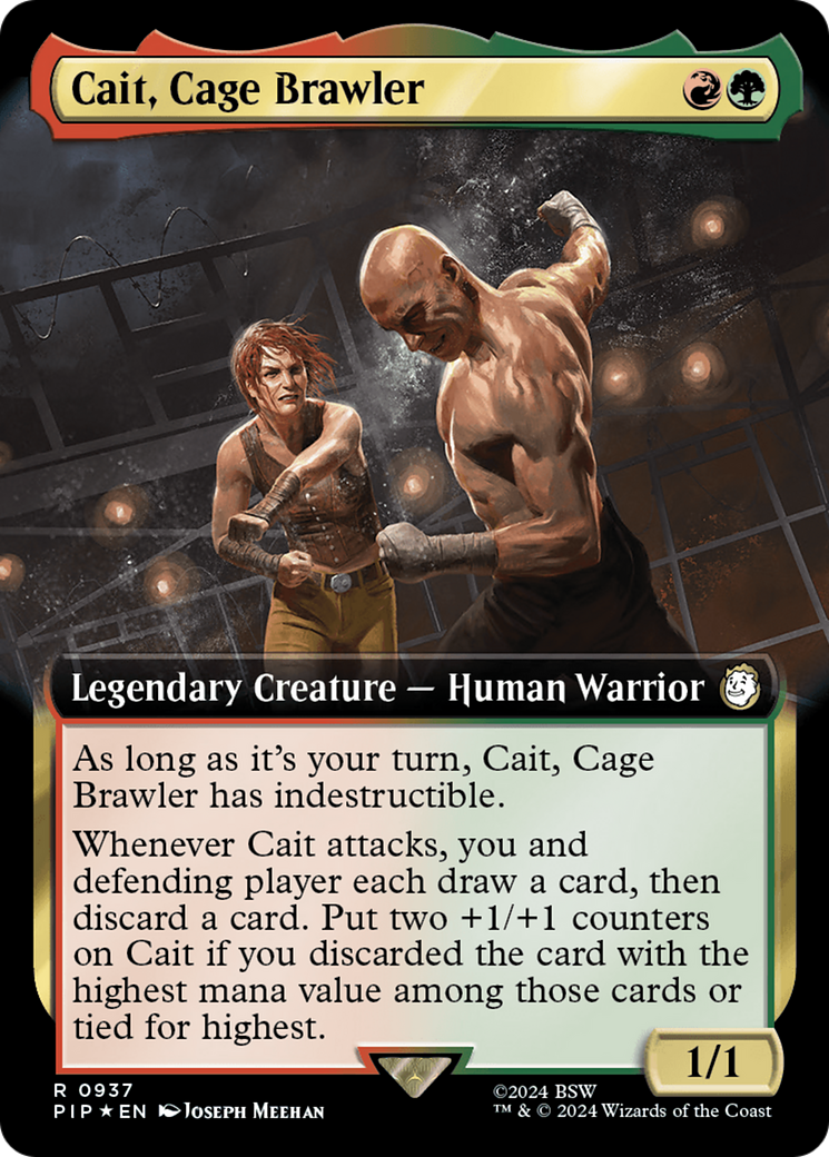 Cait, Cage Brawler (Extended Art) (Surge Foil) [Fallout] | Exor Games Summserside