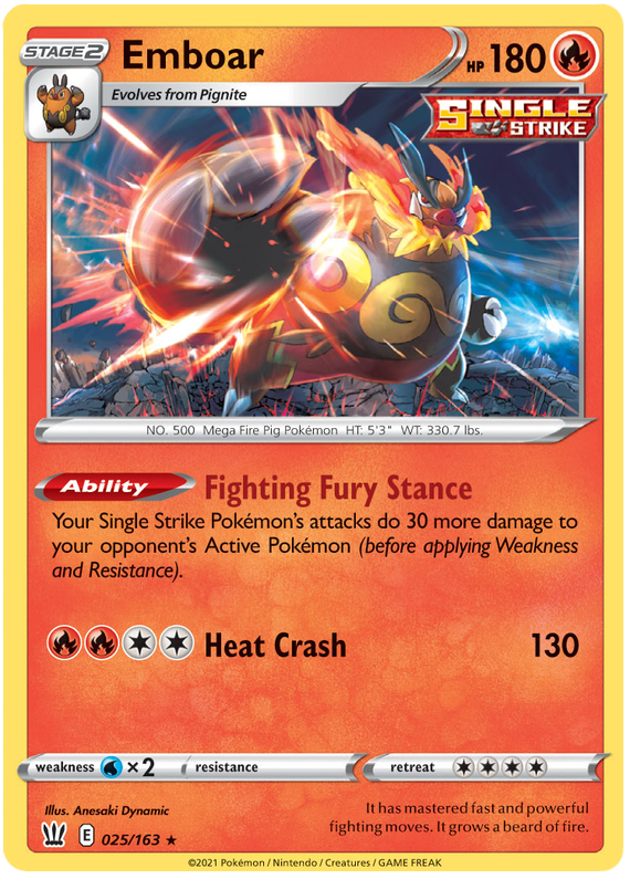 Emboar (025/163) [Sword & Shield: Battle Styles] | Exor Games Summserside