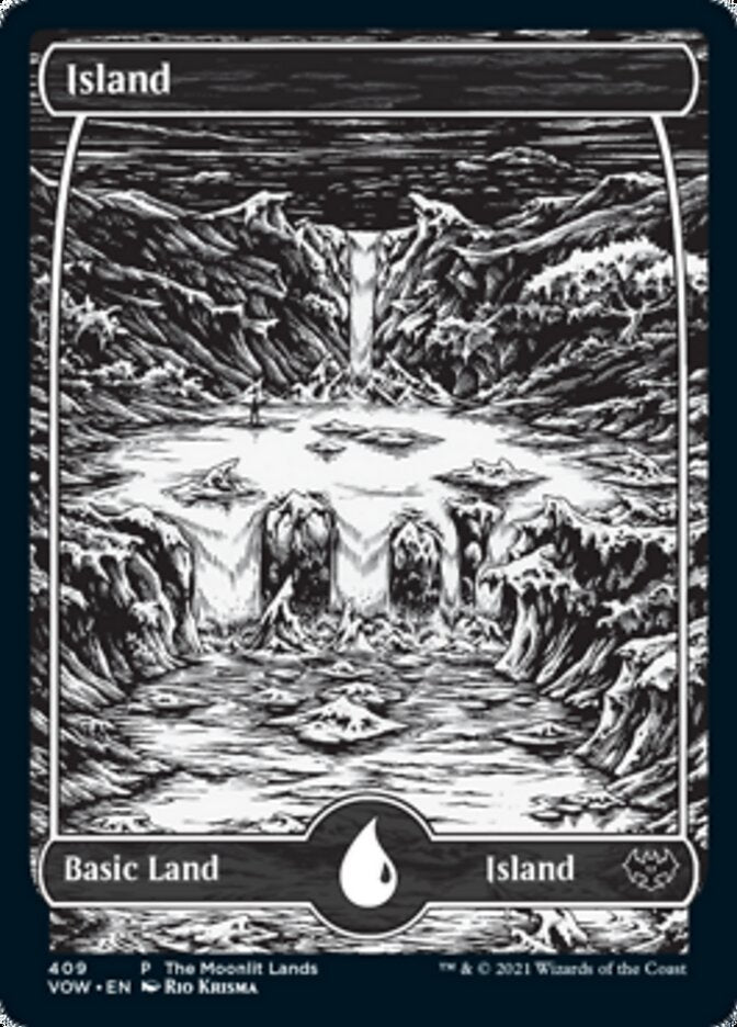 Island (The Moonlit Lands) (Foil Etched) [Innistrad: Crimson Vow Promos] | Exor Games Summserside