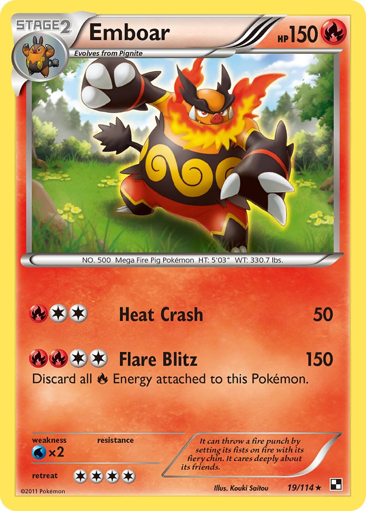 Emboar (19/114) (Cracked Ice Holo) (Theme Deck Exclusive) [Black & White: Base Set] | Exor Games Summserside
