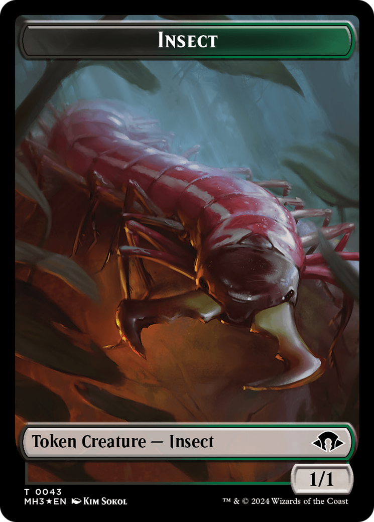 Insect (0043) (Ripple Foil) // Zombie Double-Sided Token [Modern Horizons 3 Tokens] | Exor Games Summserside