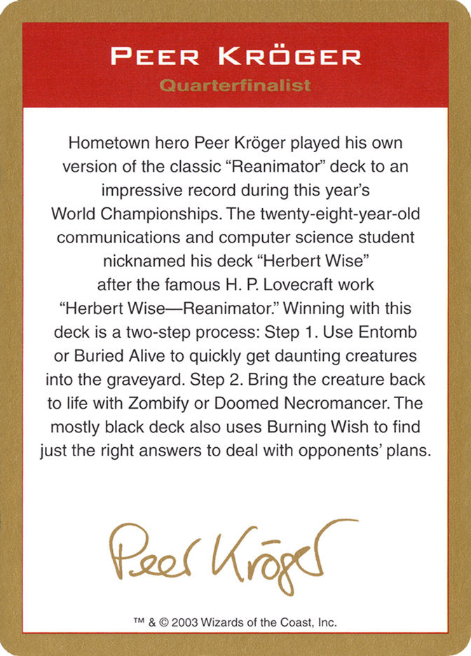 Peer Kroger Bio [World Championship Decks 2003] | Exor Games Summserside