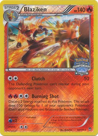 Blaziken (14/111) (National Championship Promo) [XY: Furious Fists] | Exor Games Summserside