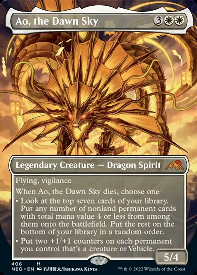 Ao, the Dawn Sky (Borderless Alternate Art) [Kamigawa: Neon Dynasty] | Exor Games Summserside