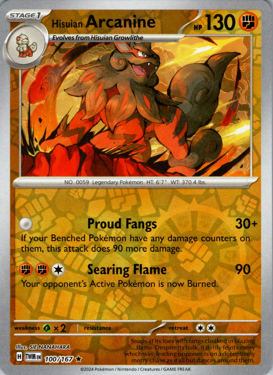 Hisuian Arcanine (100/167) [Scarlet & Violet: Twilight Masquerade] | Exor Games Summserside