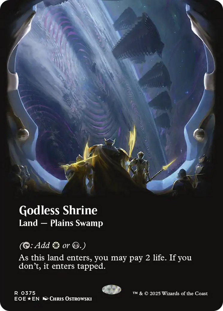 Godless Shrine (Borderless) (Galaxy Foil) [Edge of Eternities] | Exor Games Summserside