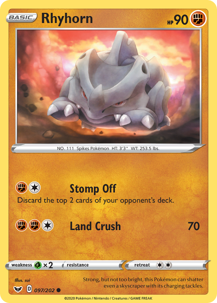 Rhyhorn (097/202) [Sword & Shield: Base Set] | Exor Games Summserside