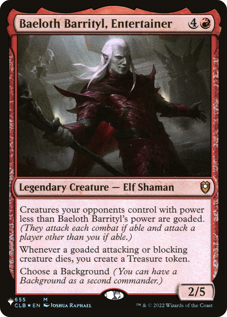 Baeloth Barrityl, Entertainer [The List] | Exor Games Summserside