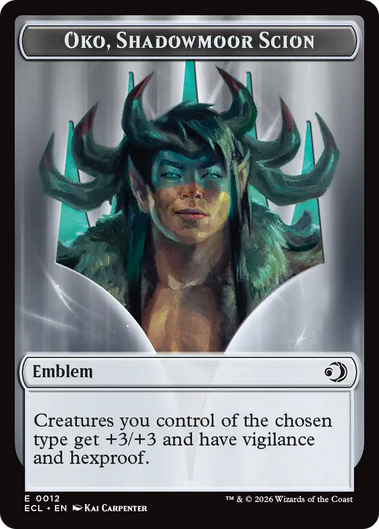 Elk // Emblem - Oko, Shadowmoor Scion Double-Sided Token [Lorwyn Eclipsed Tokens] | Exor Games Summserside