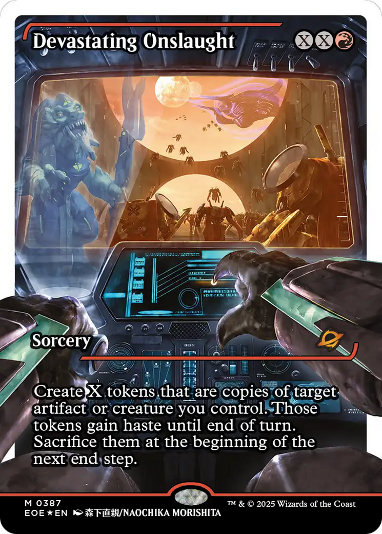 Devastating Onslaught (0387) (Showcase) (Fracture Foil) [Edge of Eternities] | Exor Games Summserside