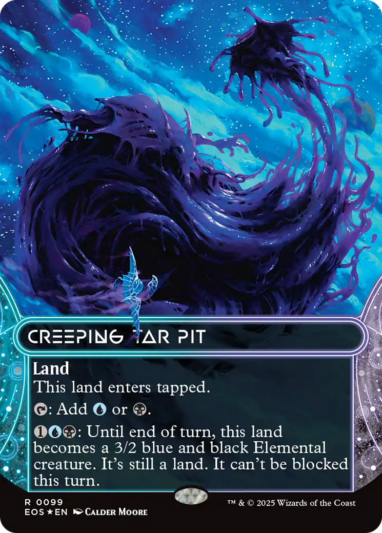 Creeping Tar Pit (0099) (Borderless) (Galaxy Foil) [Edge of Eternities: Stellar Sights] | Exor Games Summserside