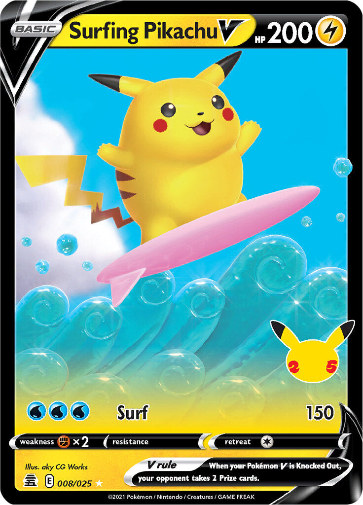 Surfing Pikachu V (008/025) [Celebrations: 25th Anniversary] | Exor Games Summserside