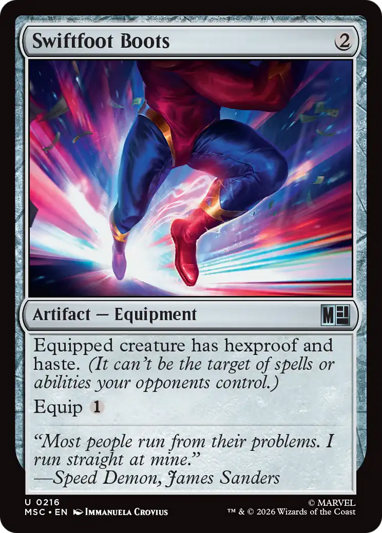 Swiftfoot Boots (Surge Foil) [Marvel Super Heroes Commander] | Exor Games Summserside