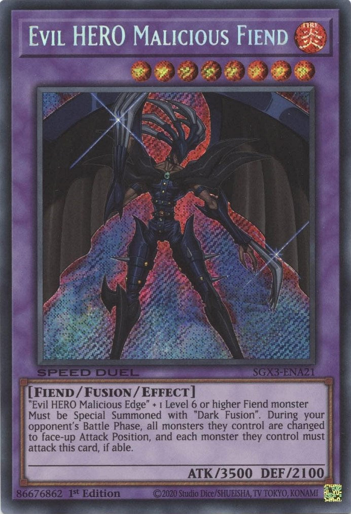 Evil HERO Malicious Fiend [SGX3-ENA21] Secret Rare | Exor Games Summserside