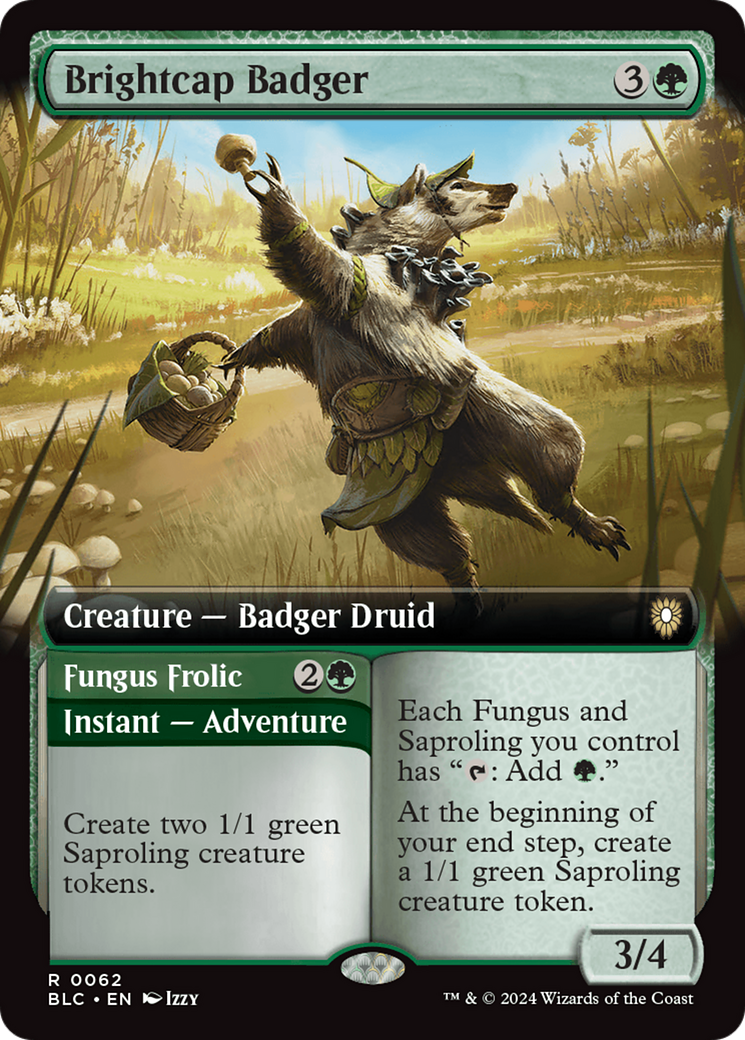 Brightcap Badger // Fungus Frolic (Extended Art) [Bloomburrow Commander] | Exor Games Summserside