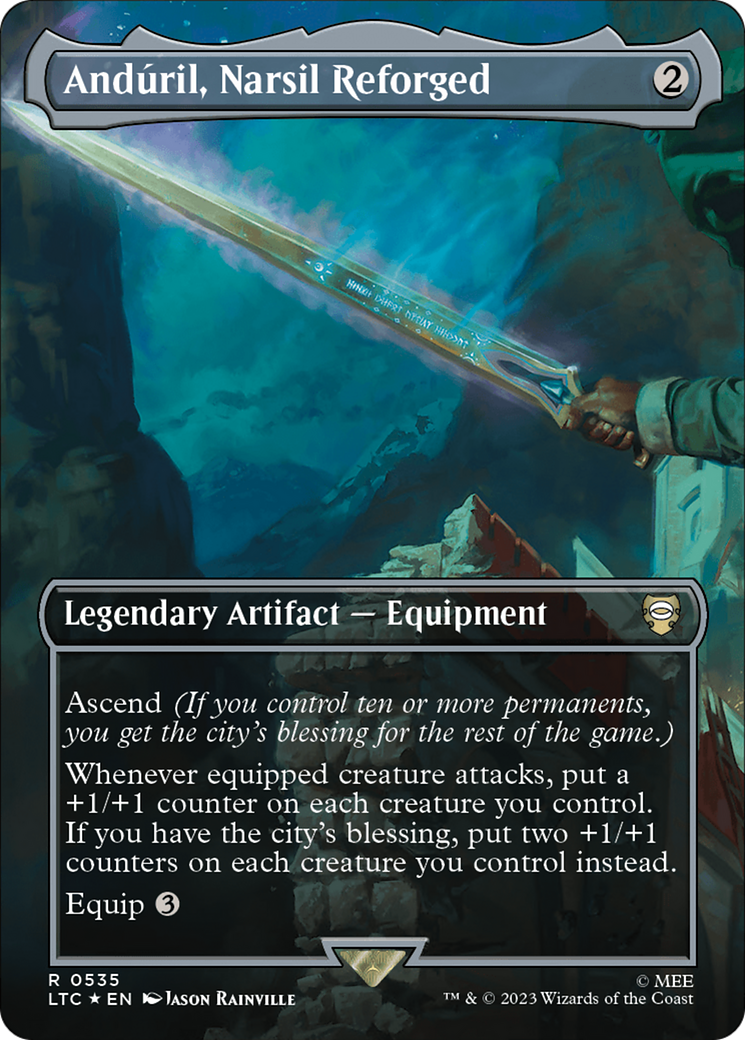 Anduril, Narsil Reforged (Borderless) (Surge Foil) [The Lord of the Rings: Tales of Middle-Earth Commander] | Exor Games Summserside