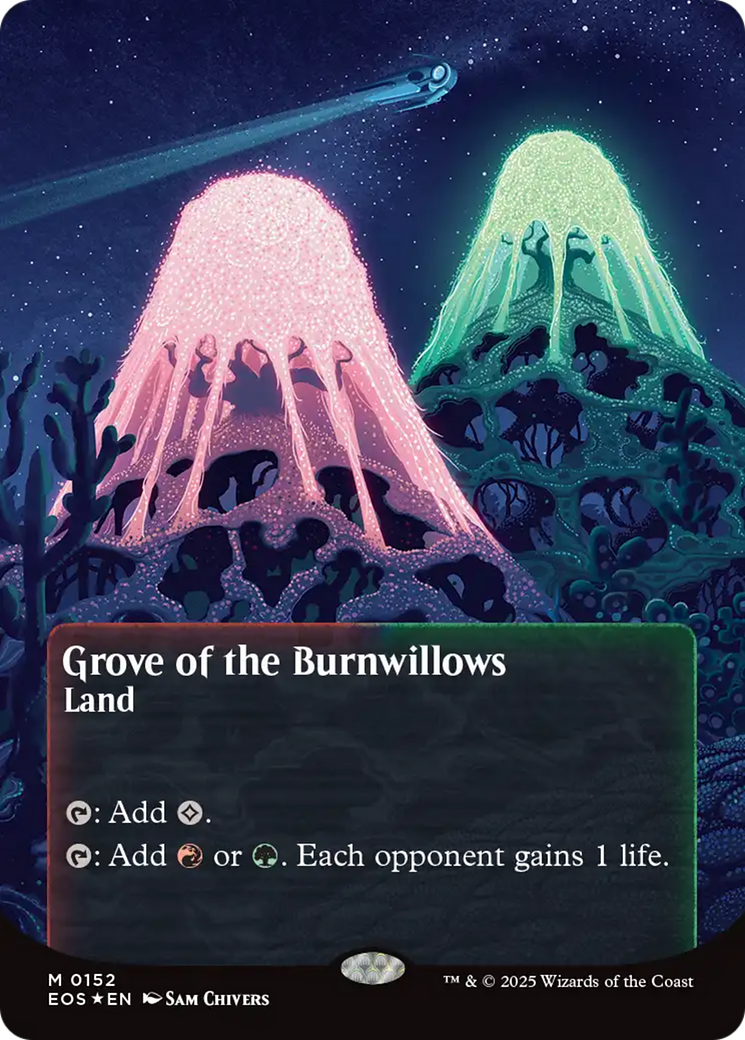 Grove of the Burnwillows (0152) (Borderless) (Galaxy Foil) [Edge of Eternities: Stellar Sights] | Exor Games Summserside