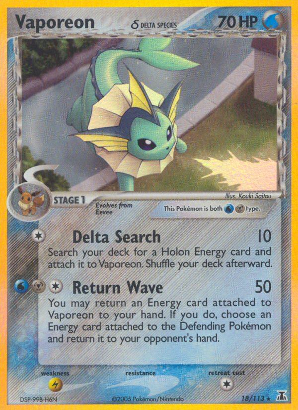 Vaporeon (18/113) (Delta Species) [EX: Delta Species] | Exor Games Summserside