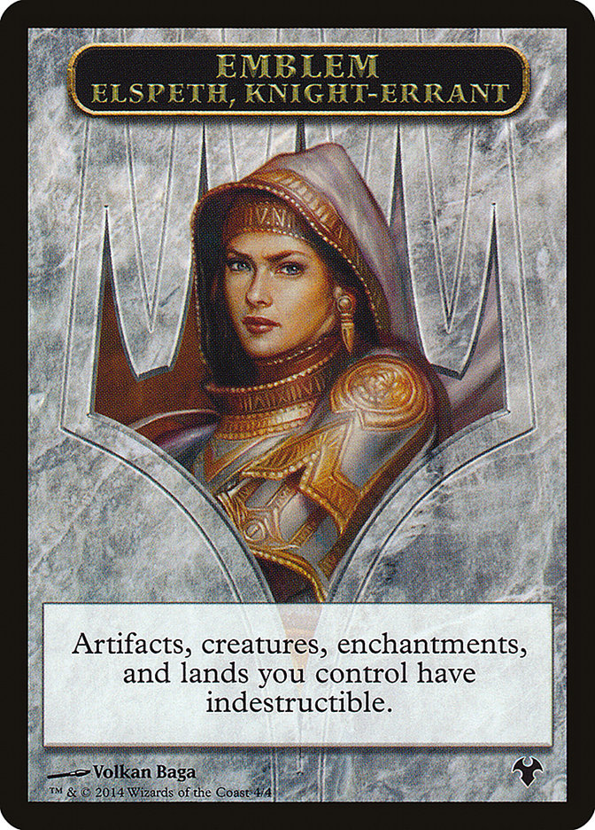 Emblem - Elspeth, Knight-Errant // Soldier Double-Sided Token [Modern Event Deck 2014 Tokens] | Exor Games Summserside