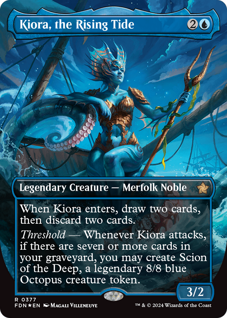 Kiora, the Rising Tide (Borderless) (Mana Foil) [Foundations] | Exor Games Summserside