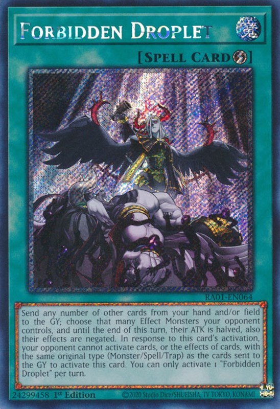 Forbidden Droplet [RA01-EN064] Platinum Secret Rare | Exor Games Summserside