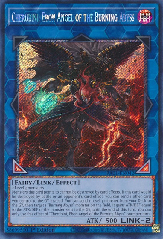 Cherubini, Ebon Angel of the Burning Abyss [RA01-EN042] Platinum Secret Rare | Exor Games Summserside