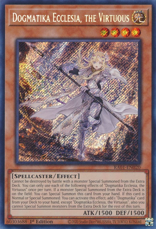 Dogmatika Ecclesia, the Virtuous [RA01-EN020] Secret Rare | Exor Games Summserside