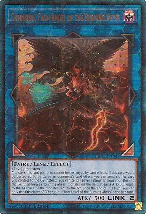 Cherubini, Ebon Angel of the Burning Abyss [RA01-EN042] Prismatic Ultimate Rare | Exor Games Summserside