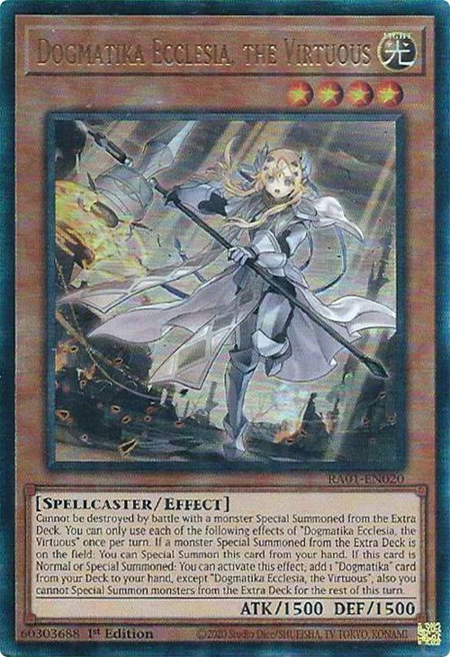 Dogmatika Ecclesia, the Virtuous [RA01-EN020] Prismatic Ultimate Rare | Exor Games Summserside