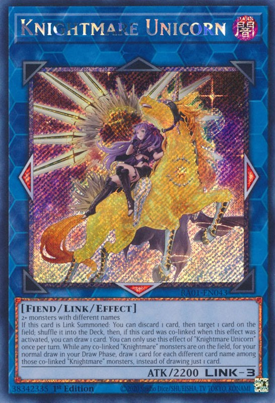 Knightmare Unicorn (Alternate Art) [RA01-EN043] Platinum Secret Rare | Exor Games Summserside