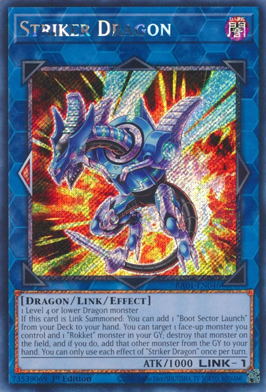 Striker Dragon [RA01-EN046] Platinum Secret Rare | Exor Games Summserside