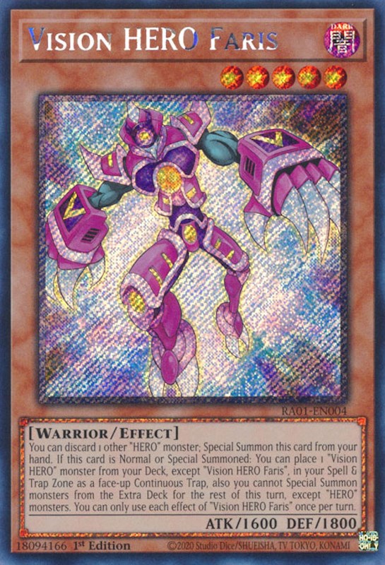 Vision HERO Faris [RA01-EN004] Platinum Secret Rare | Exor Games Summserside