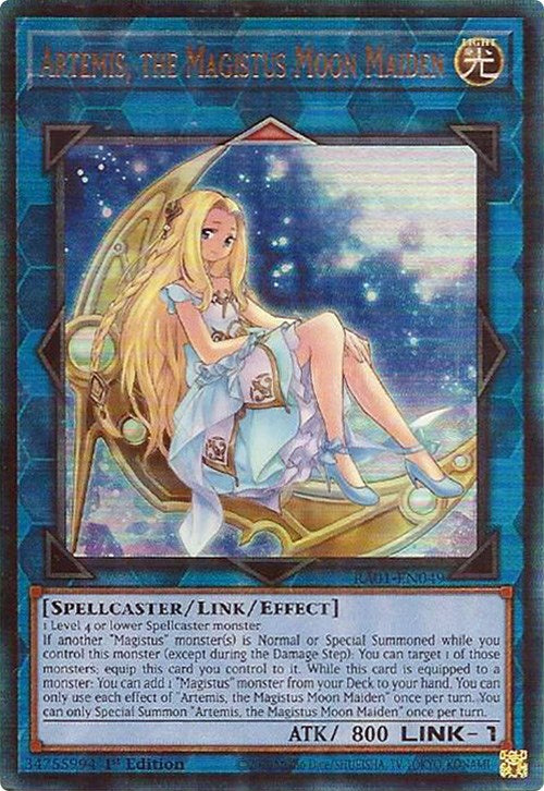 Artemis, the Magistus Moon Maiden [RA01-EN049] Prismatic Ultimate Rare | Exor Games Summserside