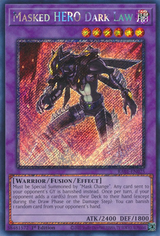 Masked HERO Dark Law [RA01-EN025] Platinum Secret Rare | Exor Games Summserside