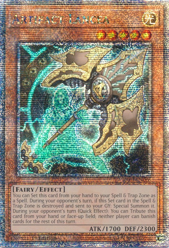 Artifact Lancea [RA01-EN006] Quarter Century Secret Rare | Exor Games Summserside