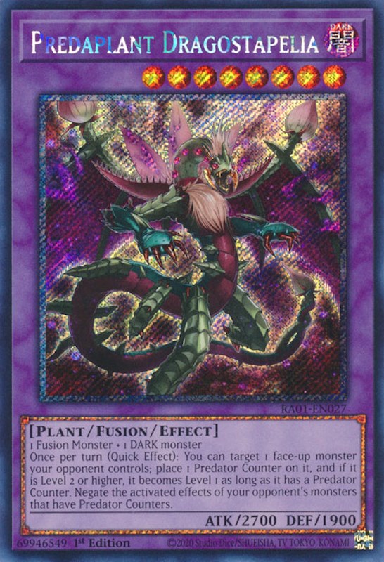 Predaplant Dragostapelia [RA01-EN027] Platinum Secret Rare | Exor Games Summserside