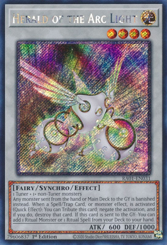 Herald of the Arc Light [RA01-EN031] Platinum Secret Rare | Exor Games Summserside