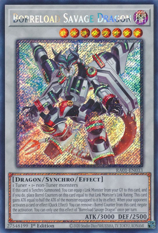 Borreload Savage Dragon [RA01-EN033] Platinum Secret Rare | Exor Games Summserside