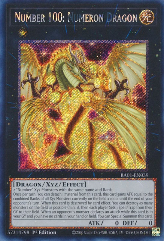 Number 100: Numeron Dragon [RA01-EN039] Platinum Secret Rare | Exor Games Summserside